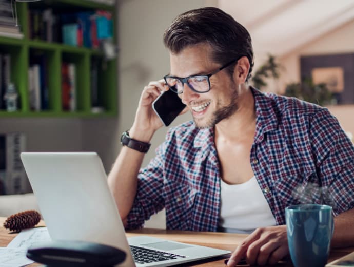 Man working at home.